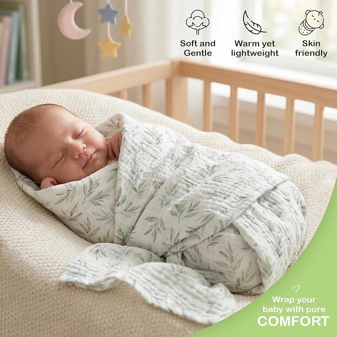 100% Organic Cotton 3 PK Muslin Blanket - Image 6