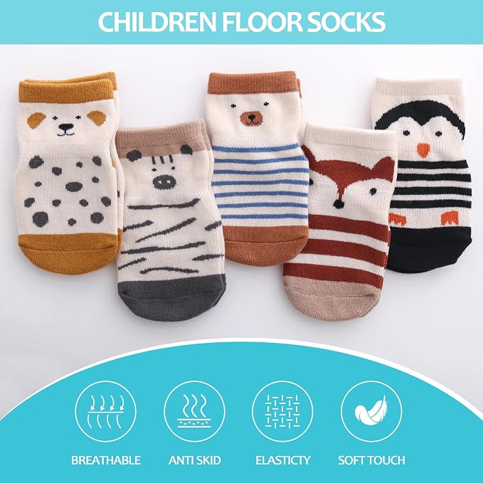 TRUEHAN 5 Pairs Toddler Non Slip Socks - Image 4