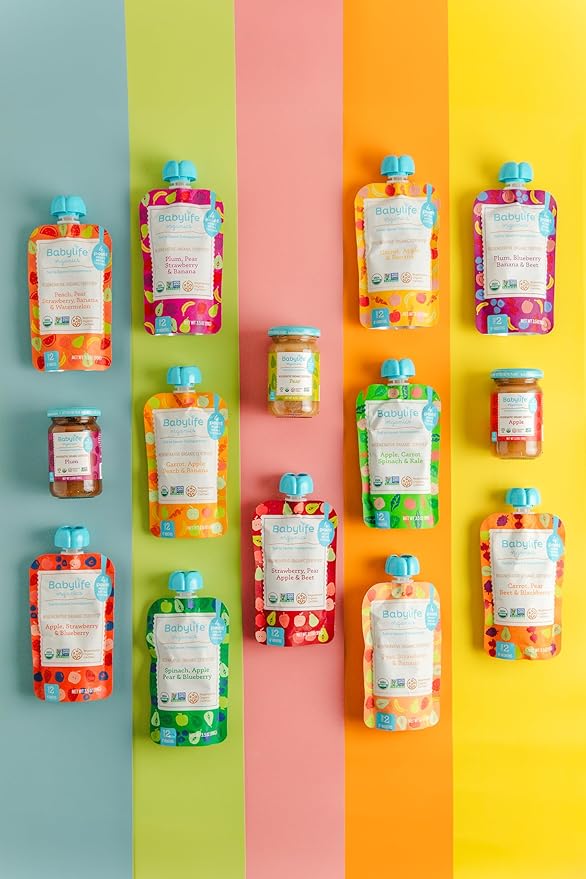 Babylife Organics Stage 2 - Carrot, Apple & Banana, 3.5 Ounce Pouch (6 Pack) - Heavy Metal Safe, Organic Baby Food