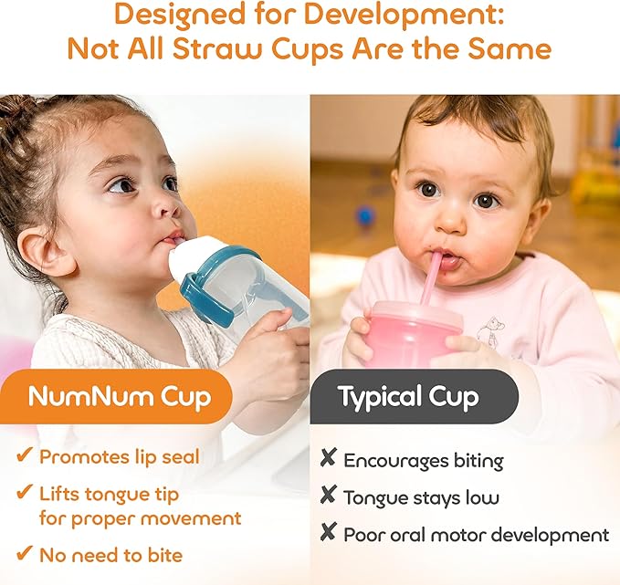 NumNum Baby Straw Cup, Weighted Straw Cup, Spill Proof Sippy Cups with Straw for 6-12 Months, Toddler Drinking Cups, Baby Essentials (1-Pack, Blue)