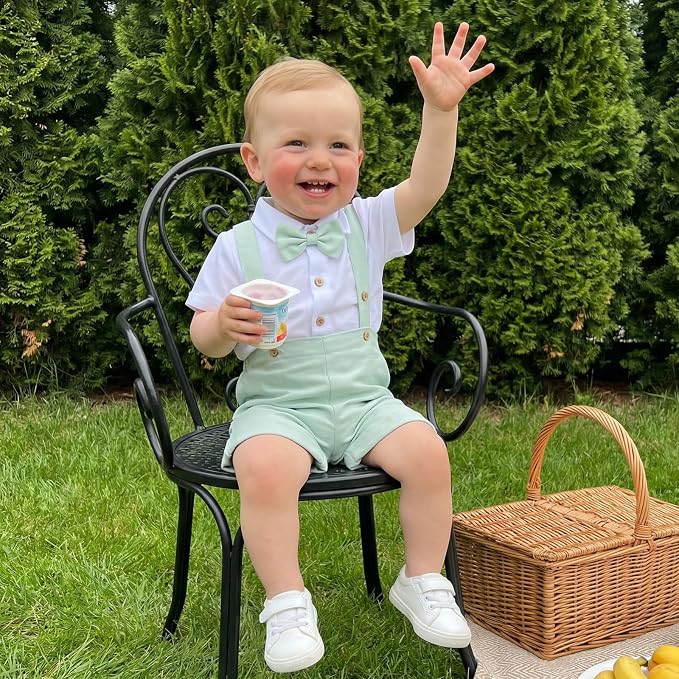 PUHHAPIEY Baby Boy Gentleman Wedding Outfit Dress Romper Suspender Pants | 0 3 - Image 2