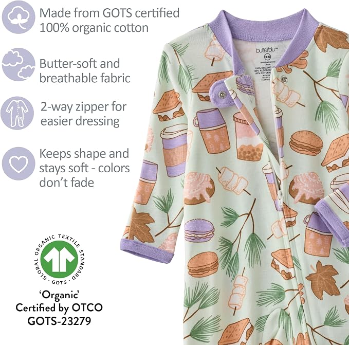 Butterblu Scout Sleep & Play 100% Organic Cotton Footed Zip Front PJs | GOTS - Image 5