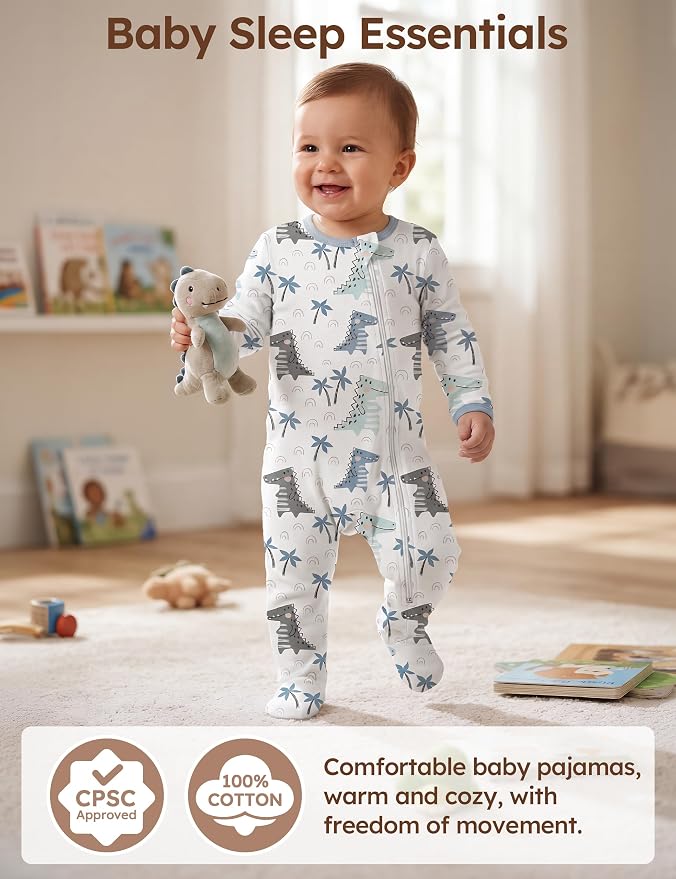 Unnivoll Baby Sleepers 100% Cotton Baby Pajamas Baby Boys Girls Clothes | - Image 2