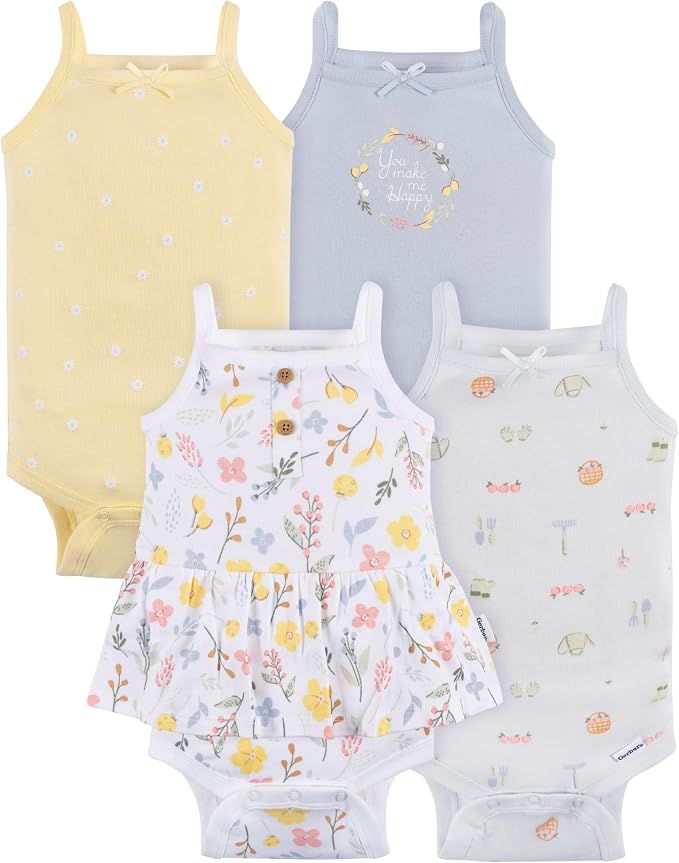 Gerber Baby Girls Multi-Pack Sleeveless Onesies Bodysuit by Gerber