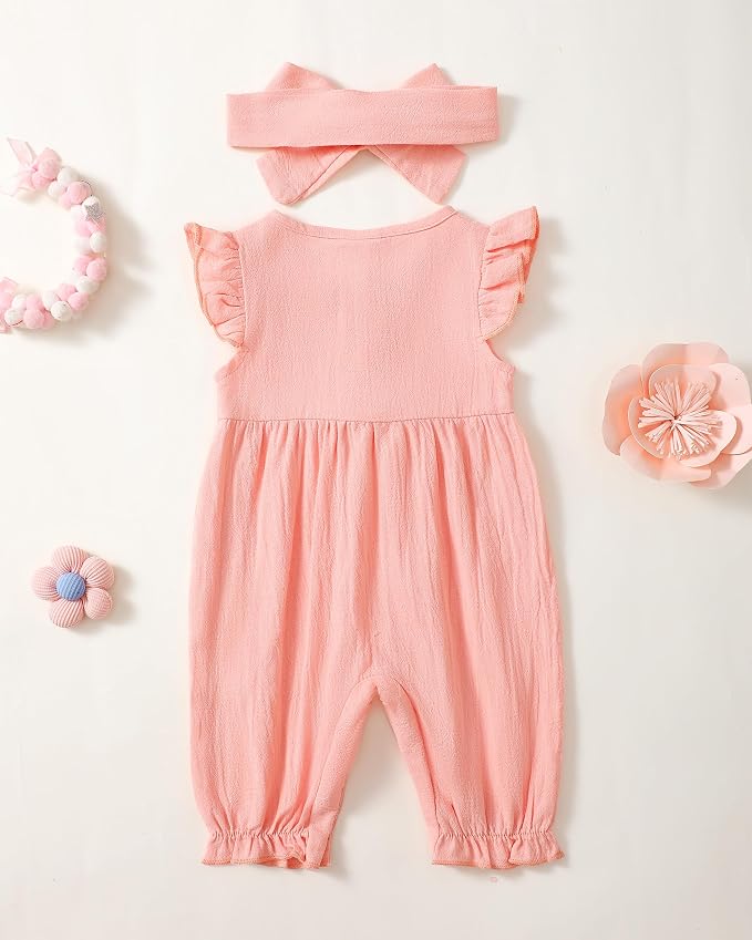 Renotemy Newborn Baby Girl Clothes Romper Summer Outfits Preemie-18Months | - Image 3