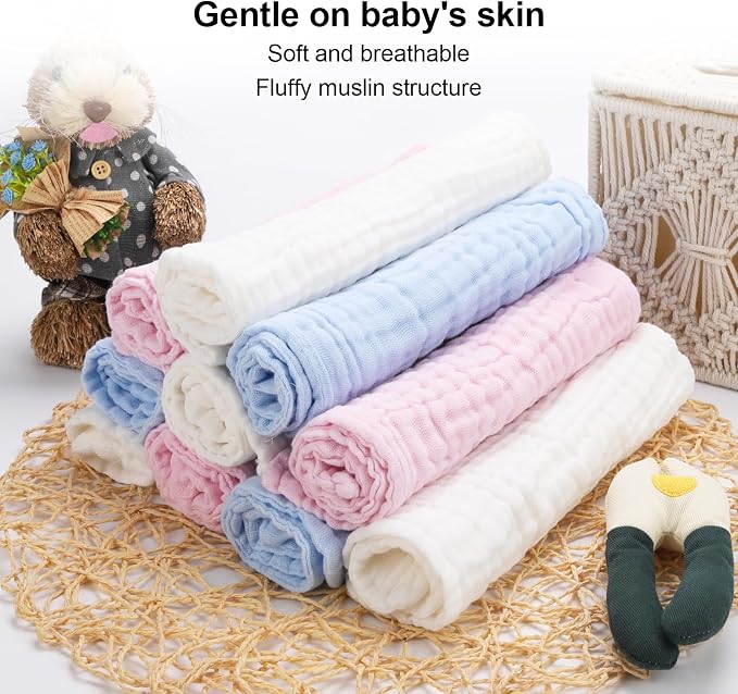10 Pack Muslin Burp Cloths - Image 2