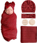 AQOKKA Newborn Receiving Blanket Wheat Ear Bow Hat Hairband Set by AQOKKA