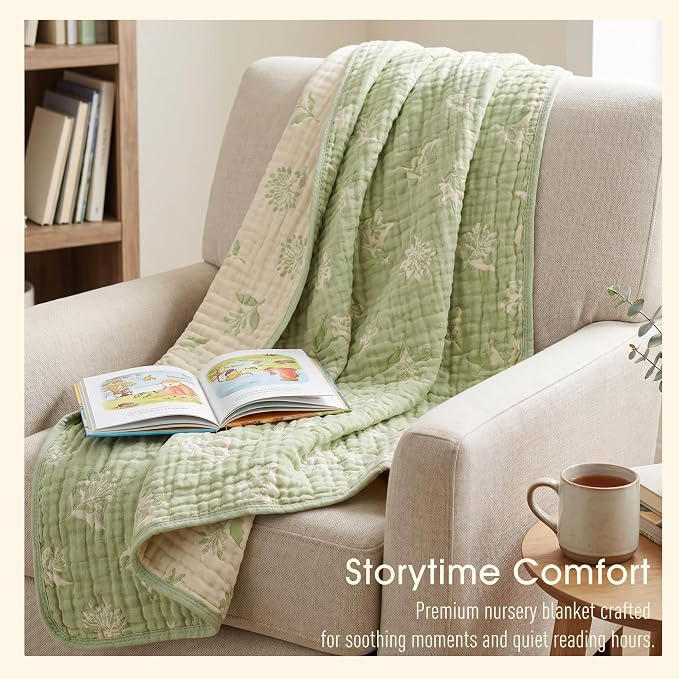 Muslin Baby Blanket, Organic Cotton Blend Jacquard | 43x43 Inches, Reversible - Image 4