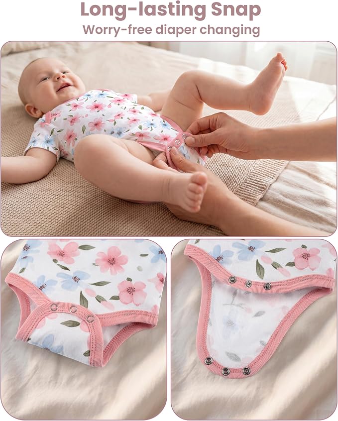 Baby Bodysuits Newborn 100% Cotton, Soft Short Sleeve Toddler Infant Cute Body - Image 6