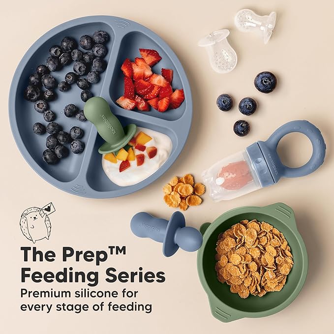 KeaBabies Baby Fruit Feeder 2pk - Silicone Baby Food Feeder for Babies 6-12 Months, Breast Milk Popsicle for Teething, Weaning, Freeze Frozen Solid Food, BPA-Free Infant Feeding Essential (Slate)