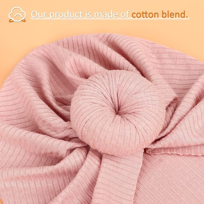 DRESHOW BQUBO 5 Pieces Newborn Baby Turban Hats Bow Baby Infant Beanie - Image 4