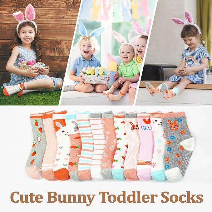 SkiBeaut Baby Toddlers Girls Socks, 12 Pairs Non Slip Kids Grips Toddler Grippy - Image 3