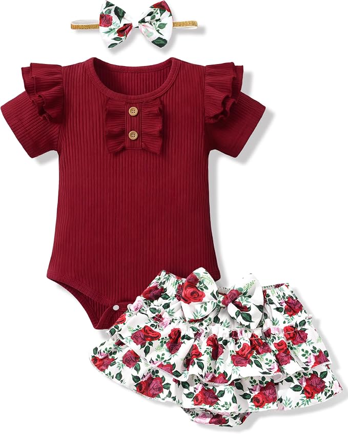 HONGTEYA Baby Girl Clothes Set Newborn Infant Summer Outfits by HONGTEYA