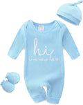 Baby Romper with Baby Mittens & Newborn Hats Footless Long Sleeve by Unknown