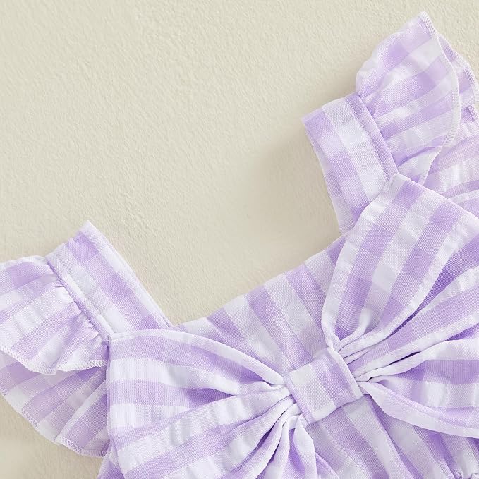 Little Girl Romper Toddler Overalls Summer Bow Jumpsuit Boho Outfit 6M-5T - Image 5
