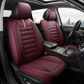 OASIS AUTO Car Seat Covers Premium Waterproof Faux Leather Cushion Universal Accessories Fit SUV Truck Sedan Automotive Vehicle Auto Interior Protector Front Pair (OS-001 Burgundy)
