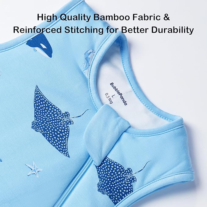 BubblePanda Rayon Made from Bamboo Sleep Sack 12-18 Months 0.5 Tog Soft Lightweight Toddler Sleep Sack 1t for Babies 2-Way Zipper Wearable Blanket Baby 12 Months