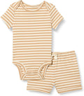 Amazon Essentials Unisex Toddlers' Short Sleeve 100% Cotton Bodysuit and Short by AmazonEssentials