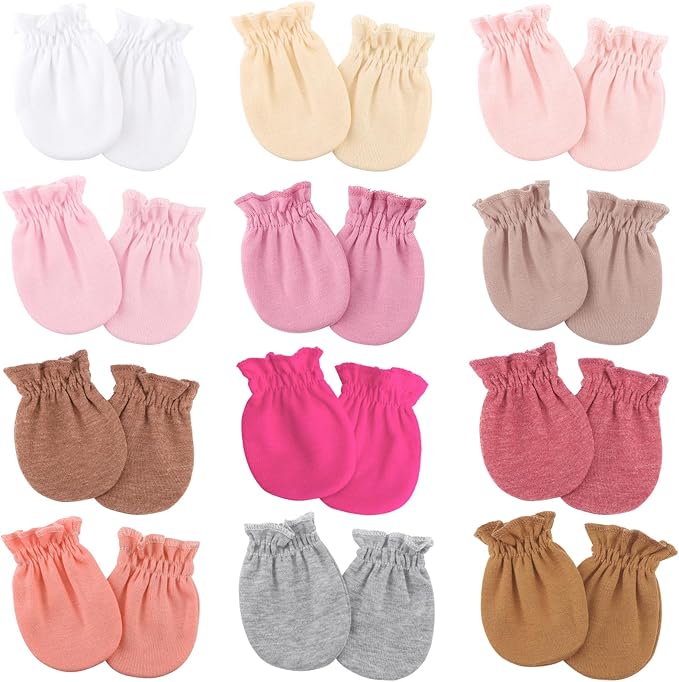 BQUBO 12 Pairs Baby Mittens Newborn Infant Mittens No Scratch Cotton Elastic by DRESHOW