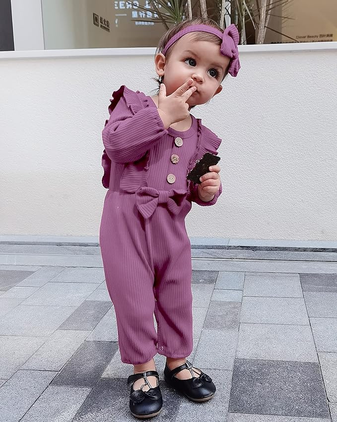Mioglrie Newborn Baby Girl Clothes 1 Piece Infant Fall Winter Romper Outfit | - Image 2