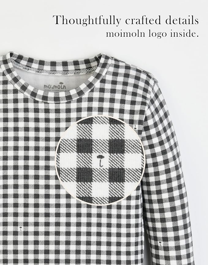moimoln Cotton Modal Baby Toddler Pajamas Check Solid Leopard 6M-8Y - Image 4