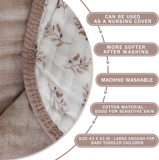 REPRECONF Muslin Baby Blanket 2 Pack, 6 Layer Cotton Swaddle Blanket 43x43 | - Image 3
