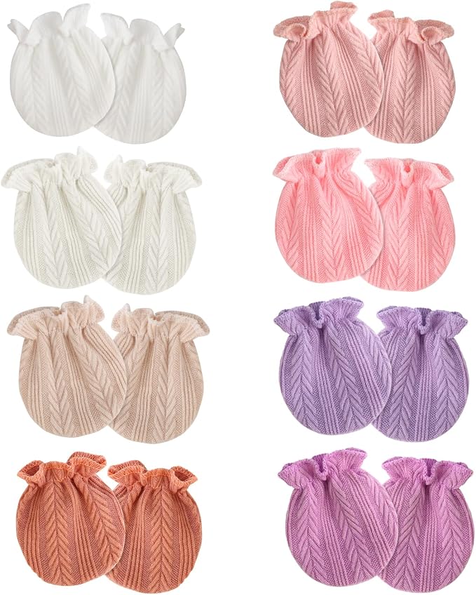 AQOKKA Newborn Baby Mittens No Scratch Cotton Elastic Wrist Gloves Infant by AQOKKA