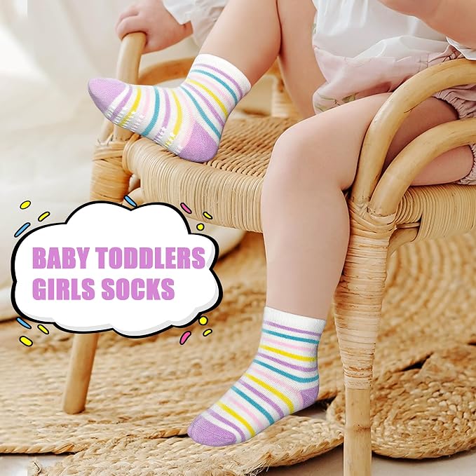SkiBeaut Baby Toddlers Girls Socks, 12 Pairs Non Slip Kids Grips Toddler Grippy - Image 7