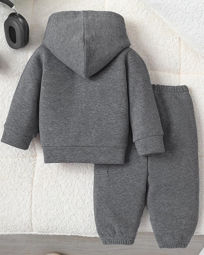 Toddler Baby Boy Clothes Long Sleeve Hoodie Sweatshirt Solid Sweatsuit Jogger - Image 2