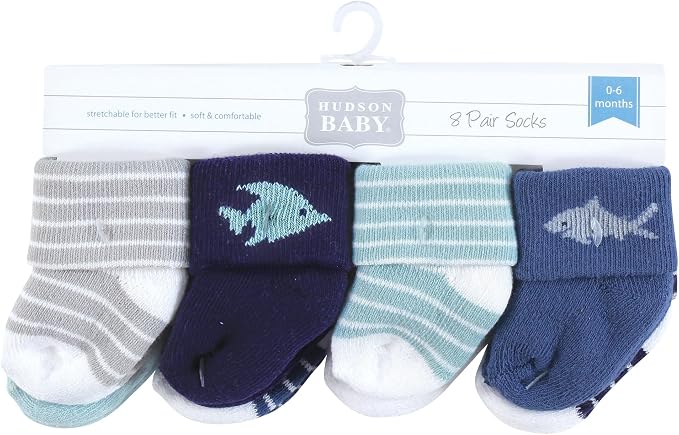 Hudson Baby Baby 8-pack Cotton Rich Newborn and Terry Socks - Image 2