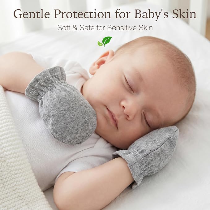 Pro Goleem Newborn Baby Mittens 100% Cotton No Scratch Soft Breathable Gloves - Image 4