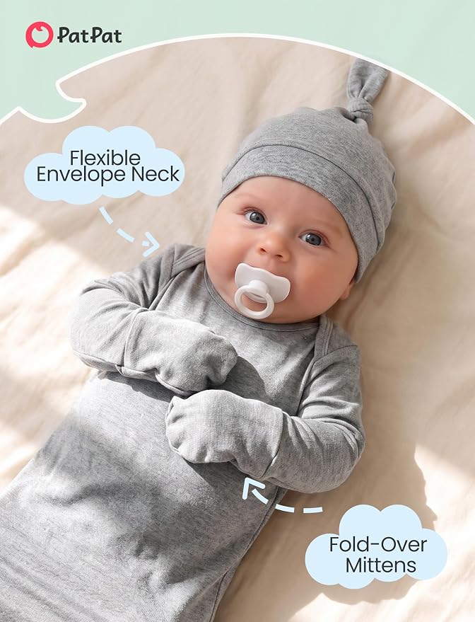 PATPAT Baby Sleeper Gown with Hat - Image 3