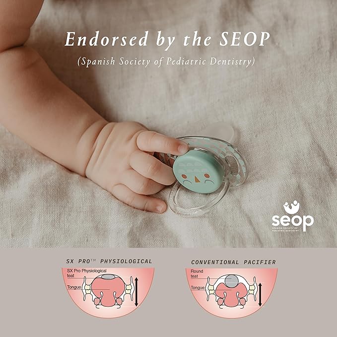 Suavinex Bonhomia SX PRO Physiological Pacifier, Supports Breastfeeding Babies, Pacifiers 18+ Months, 2 Pack Baby Pacifier, Baby Accessories, (Pink/Beige)
