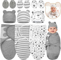 3 Pack Preemie Swaddle with Hat & Mittens Set, Adjustable Cotton Swaddle by Flasoo