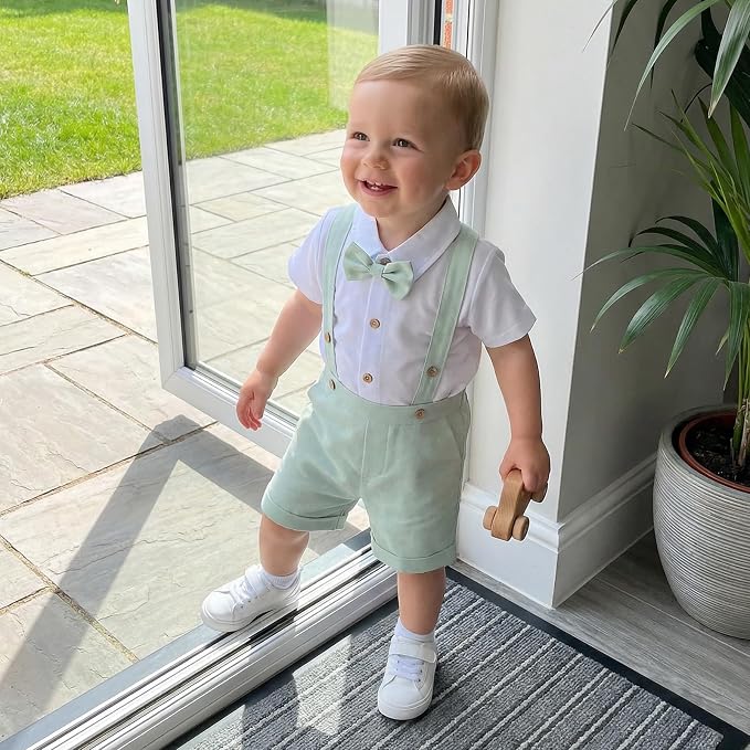 PUHHAPIEY Baby Boy Gentleman Wedding Outfit Dress Romper Suspender Pants | 0 3 - Image 3