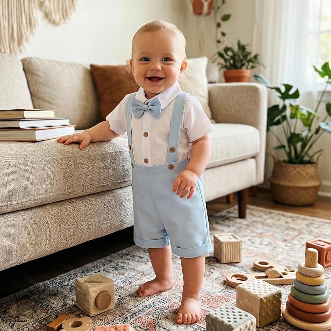 PUHHAPIEY Baby Boy Gentleman Wedding Outfit Dress Romper Suspender Pants | 0 3 - Image 3