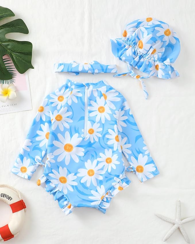 Renotemy Baby Swimsuit Girls One-Piece Swimwear Baby Beach Essentials 3M-3T - Image 3