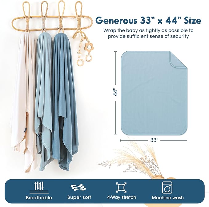 3 Pack Newborn Swaddle Blanket, Ultra Soft Stretchy Jersey Knit Extra Large - Image 2