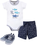 Hudson Baby Unisex Baby Cotton Bodysuit, Shorts and Shoe Set by HudsonBaby