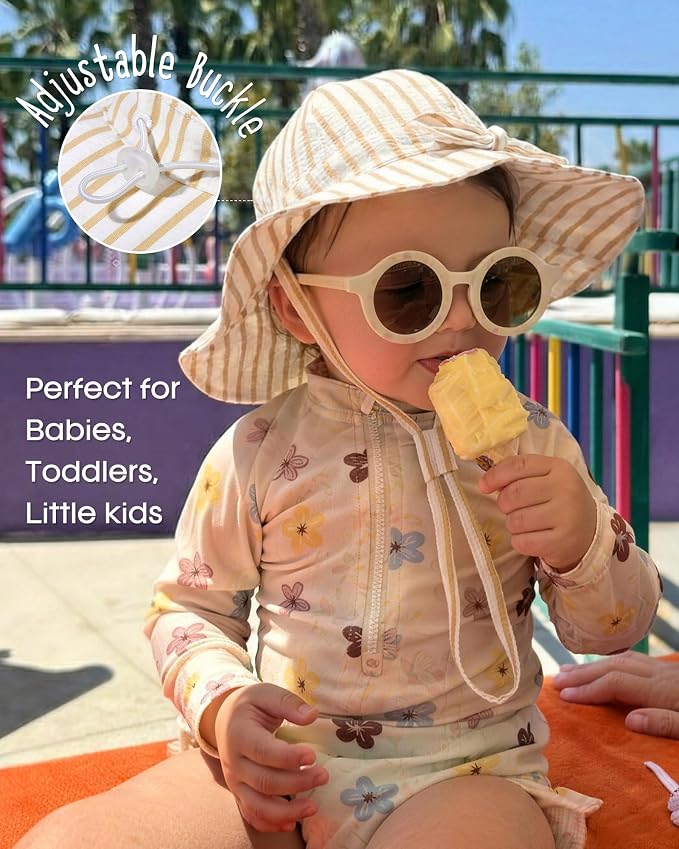 FURTALK 3 Pack Baby Sun Hat Toddler Beach Hat Girls UPF 50+ Wide Brim Infant - Image 5