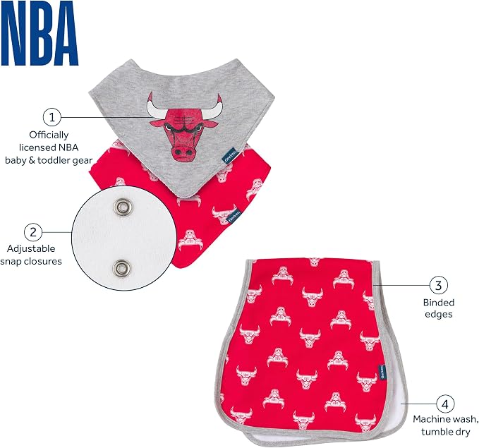 Gerber Baby NBA Bandana Bib and Burp Cloth Set - Image 6