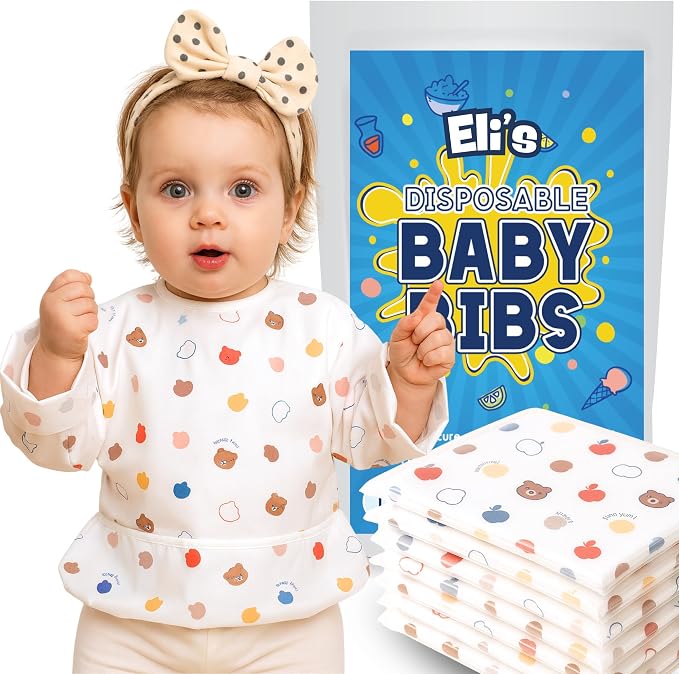 Eli with Love Disposable Bibs Individually Wrapped Bib with Crumb Catcher by EliwithLove