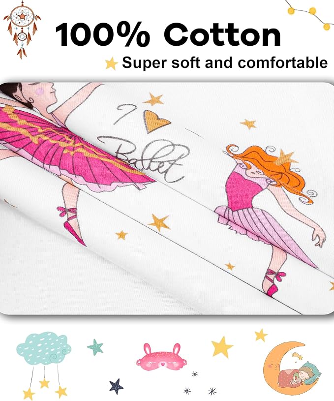 DAUGHTER QUEEN Girls Summer Pajamas Set 4 Pieces 100% Cotton Sleepwear Size 18 - Image 6
