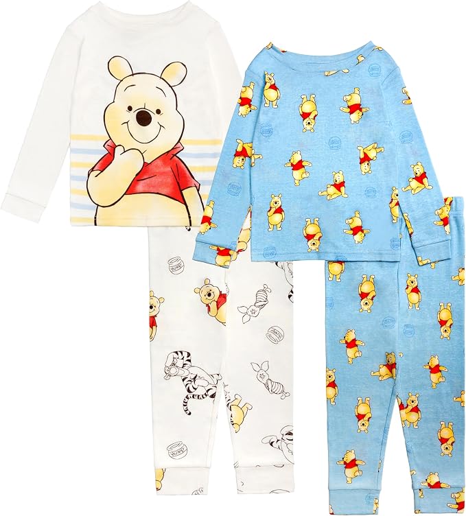 Disney Boys' 4-Piece Snug-fit Cotton Matching Comfortable Pajama Set, Soft & by Disney