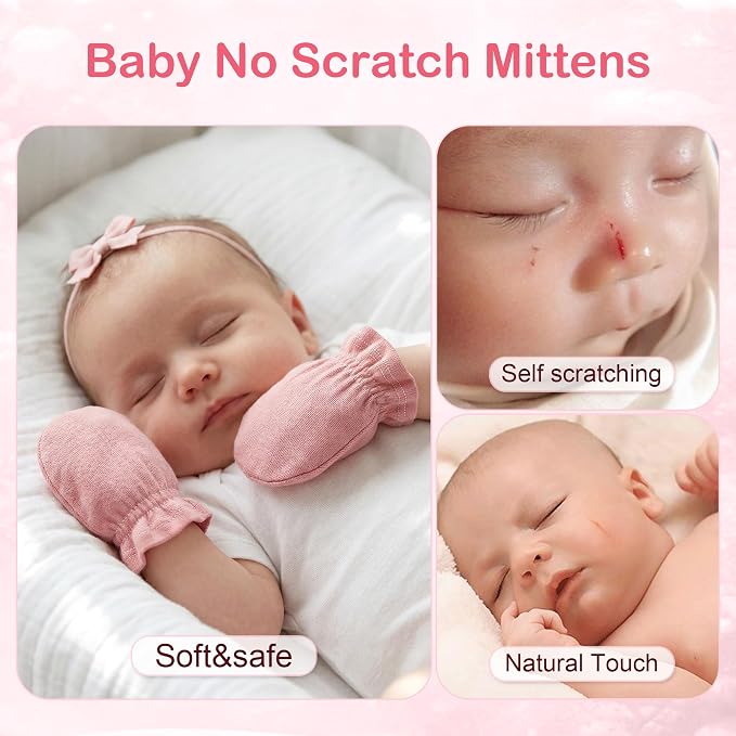Pro Goleem Newborn Baby Mittens 100% Cotton No Scratch Soft Breathable Gloves - Image 3
