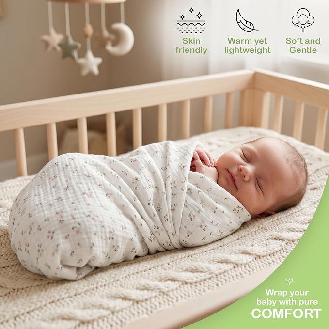 100% Organic Cotton 3 PK Baby Swaddle Blanket Unisex Gift 38x40 in | Oeko-TEX - Image 6