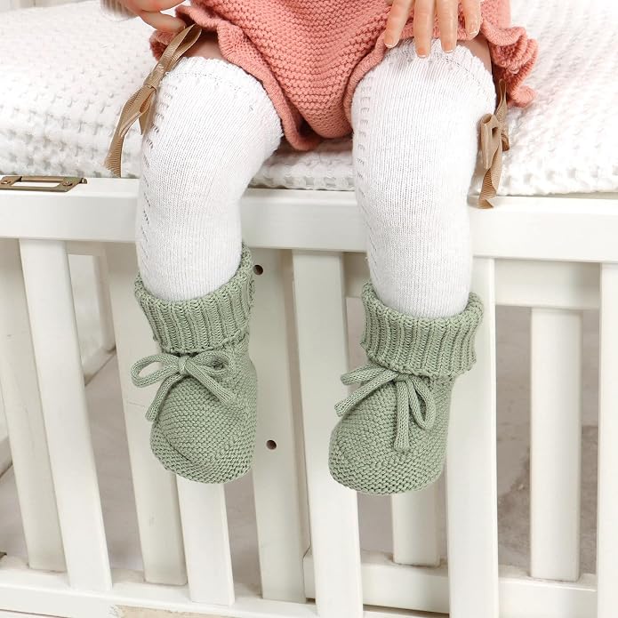 Hadetoto Baby Booties Cotton Newborn Boys Girls Shoes Knit Socks | Cozy Warm - Image 2