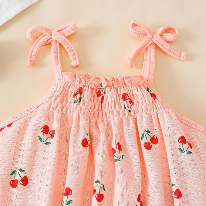 ROMPERINBOX Baby Girl Bodysuit Cotton Spaghetti Strap Sleeveless Onsies Summer - Image 3