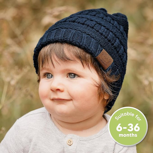 3-Pack Baby Beanies for Boys, Girls - Stretchy Knit Baby Hats, Cute Newborn & Toddler Winter Hat, Soft & Warm Infant Beanie 6-36 Months (Icelandic, M)