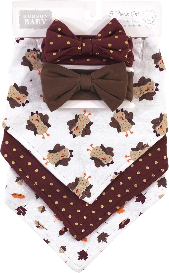 Hudson Baby Unisex Baby Cotton Bib and Headband Set - Image 2